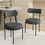 Charcoal Chic Boucle Elsa Dining Chairs - Front View