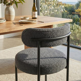 Charcoal Chic Boucle Elsa Dining Chairs - Close-Up Angle