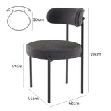 Charcoal Chic Boucle Elsa Dining Chairs - Low Angle