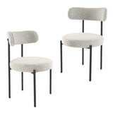 Luxe Boucle Cushioned Elsa Dining Chairs in White Quartz - Front View