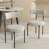 Luxe Boucle Cushioned Elsa Dining Chairs in White Quartz - Side View