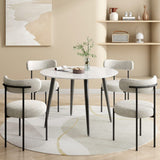 Luxe Boucle Cushioned Elsa Dining Chairs in White Quartz - Top-Down View