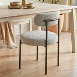 Luxe Boucle Cushioned Elsa Dining Chairs in White Quartz - 45-Degree Angle