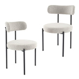 Luxe Boucle Cushioned Elsa Dining Chairs in White Quartz - Front View