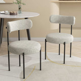 Luxe Boucle Cushioned Elsa Dining Chairs in White Quartz - Side View