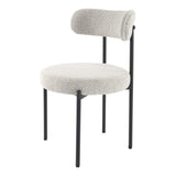 Luxe Boucle Cushioned Elsa Dining Chairs in White Quartz - 45-Degree Angle