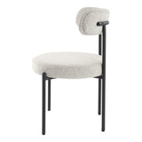 Luxe Boucle Cushioned Elsa Dining Chairs in White Quartz - Rear View