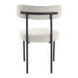 Luxe Boucle Cushioned Elsa Dining Chairs in White Quartz - Close-Up Angle