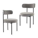 Plush Boucle Cushioned Elsa Dining Chairs in Slate Grey - Side View