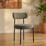 Plush Boucle Cushioned Elsa Dining Chairs in Slate Grey - Top-Down View