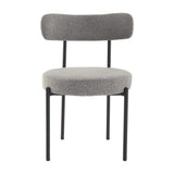 Plush Boucle Cushioned Elsa Dining Chairs in Slate Grey - 45-Degree Angle