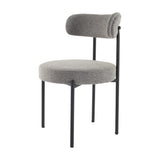 Plush Boucle Cushioned Elsa Dining Chairs in Slate Grey - Rear View