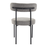 Plush Boucle Cushioned Elsa Dining Chairs in Slate Grey - Close-Up Angle