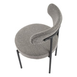 Plush Boucle Cushioned Elsa Dining Chairs in Slate Grey - Low Angle