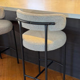 Sleek White Quartz Metal Boucle Elsa Bar Stools - Extra Image