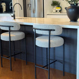 Sleek White Quartz Metal Boucle Elsa Bar Stools - Extra Image