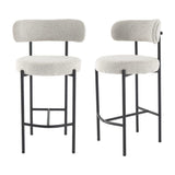 Sleek White Quartz Metal Boucle Elsa Bar Stools - Extra Image