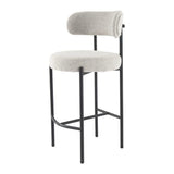 Sleek White Quartz Metal Boucle Elsa Bar Stools - Extra Image