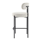Sleek White Quartz Metal Boucle Elsa Bar Stools - Extra Image