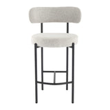 Sleek White Quartz Metal Boucle Elsa Bar Stools - Top-Down View