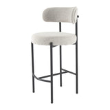 Sleek White Quartz Metal Boucle Elsa Bar Stools - 45-Degree Angle