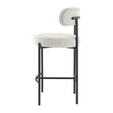 Sleek White Quartz Metal Boucle Elsa Bar Stools - Rear View