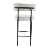 Sleek White Quartz Metal Boucle Elsa Bar Stools - Close-Up Angle