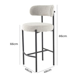 Sleek White Quartz Metal Boucle Elsa Bar Stools - Extra Image