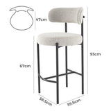 Sleek White Quartz Metal Boucle Elsa Bar Stools - Extra Image