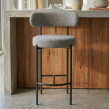 Contemporary Grey Boucle Elsa Low Bar Stools - 45-Degree Angle