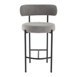 Contemporary Grey Boucle Elsa Low Bar Stools - Rear View