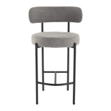 Contemporary Grey Boucle Elsa Low Bar Stools - Top-Down View