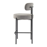 Contemporary Grey Boucle Elsa Low Bar Stools - Rear View
