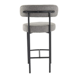 Contemporary Grey Boucle Elsa Low Bar Stools - Close-Up Angle