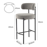 Contemporary Grey Boucle Elsa Low Bar Stools - Extra Image
