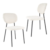 White Whisper Teddy Fabric Dining Duo - Close-Up Angle