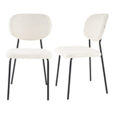White Whisper Teddy Fabric Dining Duo - Low Angle
