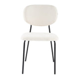 White Whisper Teddy Fabric Dining Duo - Close-Up Angle