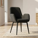 Charcoal Embrace Boucle – teddy Sherpa Fabric Armchair Set - 45-Degree Angle