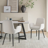Boucle – teddy Sherpa Fabric Bliss Armrest Dining Chair Ensemble - Front View