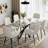 Boucle – teddy Sherpa Fabric Bliss Armrest Dining Chair Ensemble - Top-Down View