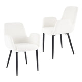 Boucle – teddy Sherpa Fabric Bliss Armrest Dining Chair Ensemble - 45-Degree Angle