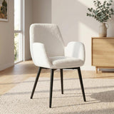 Boucle – teddy Sherpa Fabric Bliss Armrest Dining Chair Ensemble - Rear View