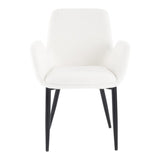 Boucle – teddy Sherpa Fabric Bliss Armrest Dining Chair Ensemble - Close-Up Angle