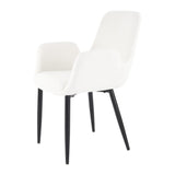 Boucle – teddy Sherpa Fabric Bliss Armrest Dining Chair Ensemble - Rear View
