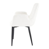 Boucle – teddy Sherpa Fabric Bliss Armrest Dining Chair Ensemble - Close-Up Angle
