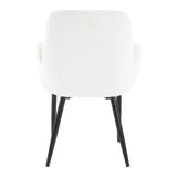 Boucle – teddy Sherpa Fabric Bliss Armrest Dining Chair Ensemble - Low Angle