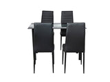 5PC Indoor Dining Table and Chairs Dinner Set Glass Leather Kitchen-Mix Black - 45-Degree Angle