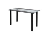 5PC Indoor Dining Table and Chairs Dinner Set Glass Leather Kitchen-Mix Black - Rear View