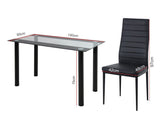 5PC Indoor Dining Table and Chairs Dinner Set Glass Leather Kitchen-Mix Black - Extra Image
